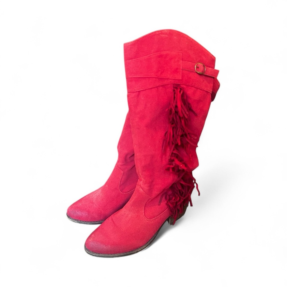 Red Fringe Boots Size 8